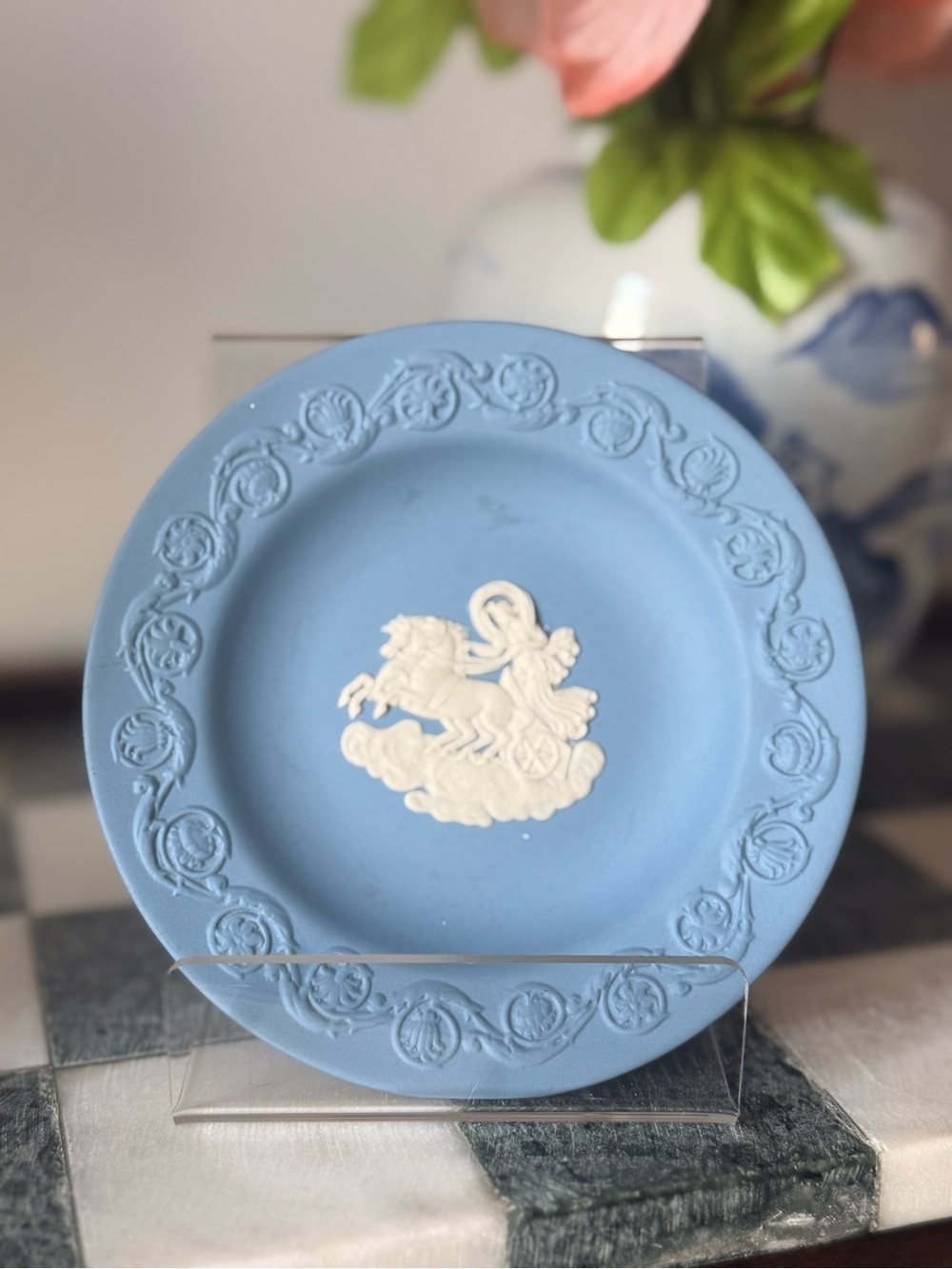 Wedgwood Blue Decorative Jasperware Plate with White Relief